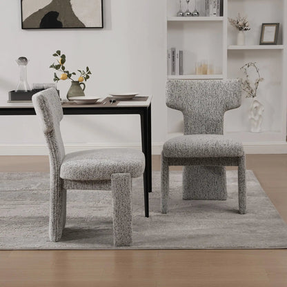 Armless curved-back accent chairs set of 2 in textured gray fabric by Unique Piece Furniture on Tampa Home & Garden Store