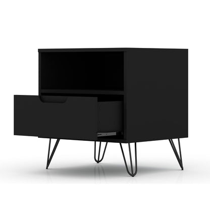 Rockefeller Nightstand with 1 Drawer and splayed legs, black finish, HouseOfZazla on Tampa Home & Garden Store