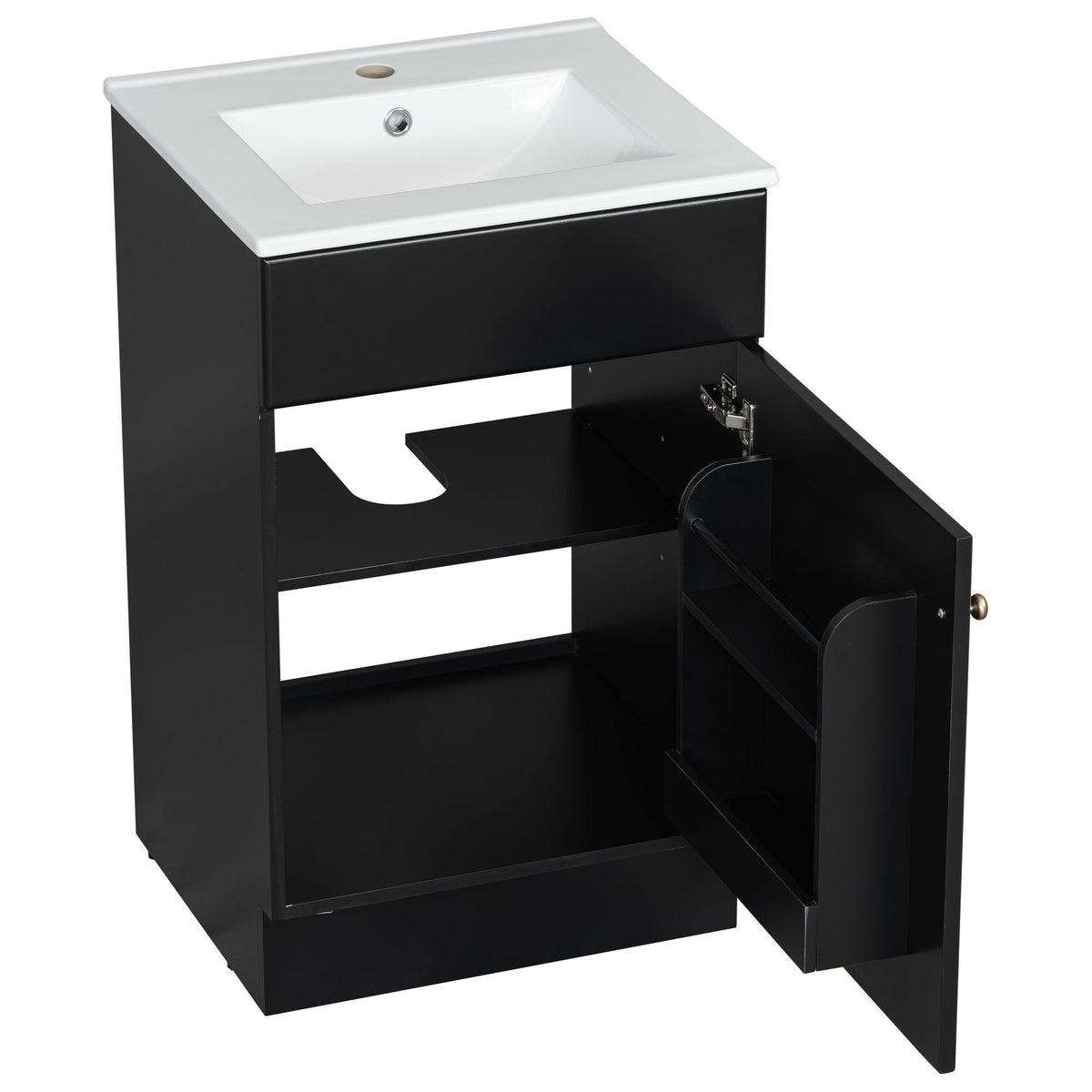 Bathroom vanity with sink, black cabinet and white top, HouseOfZazla vanity on Tampa Home & Garden Store