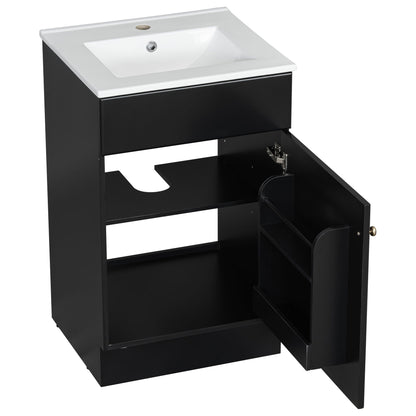 Bathroom vanity with sink, black cabinet and white top, HouseOfZazla vanity on Tampa Home & Garden Store