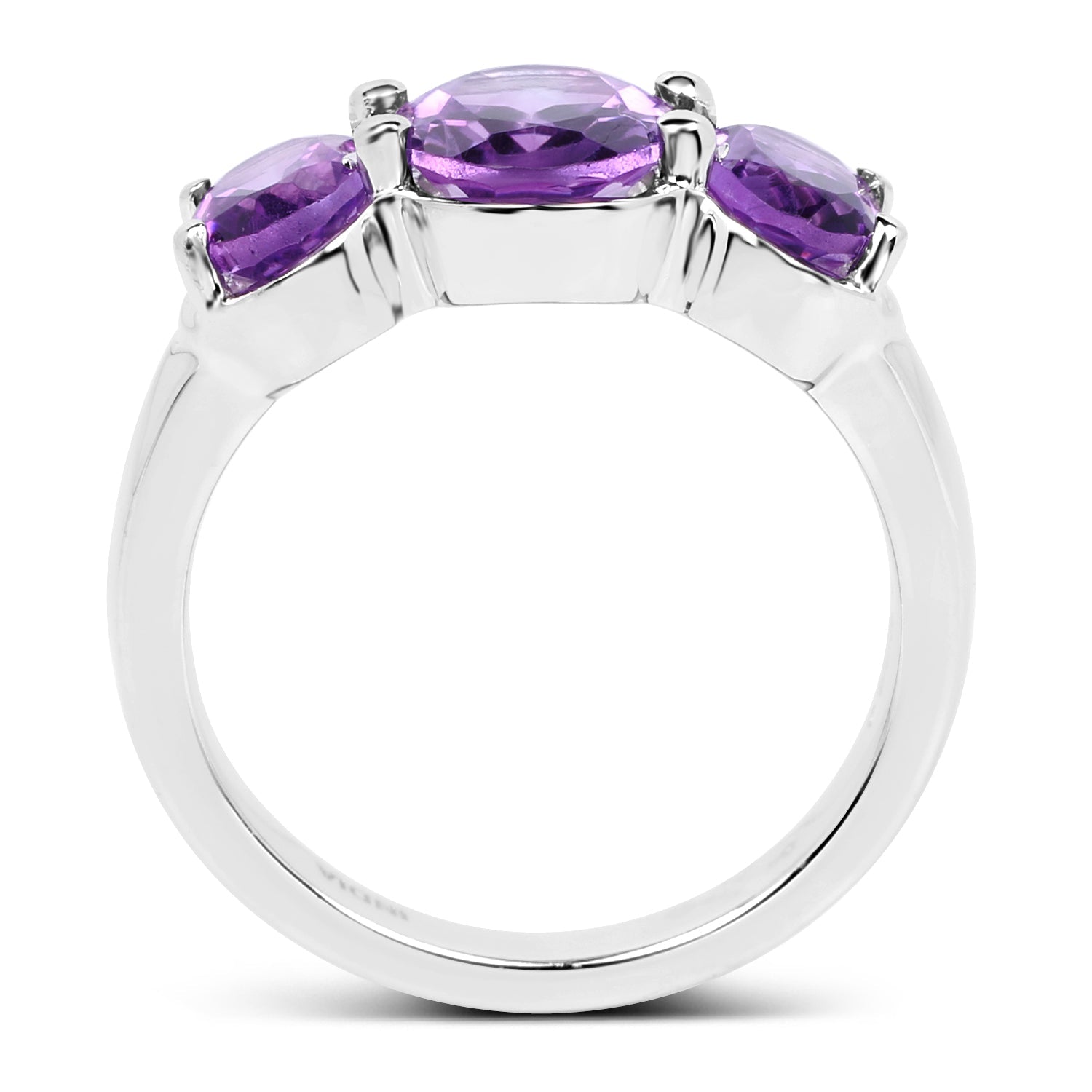 3.20ct Amethyst Ring in .925 Sterling Silver with three stones by Bids.com on Tampa Home & Garden Store