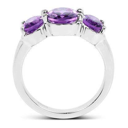 3.20ct Amethyst Ring in .925 Sterling Silver with three stones by Bids.com on Tampa Home & Garden Store