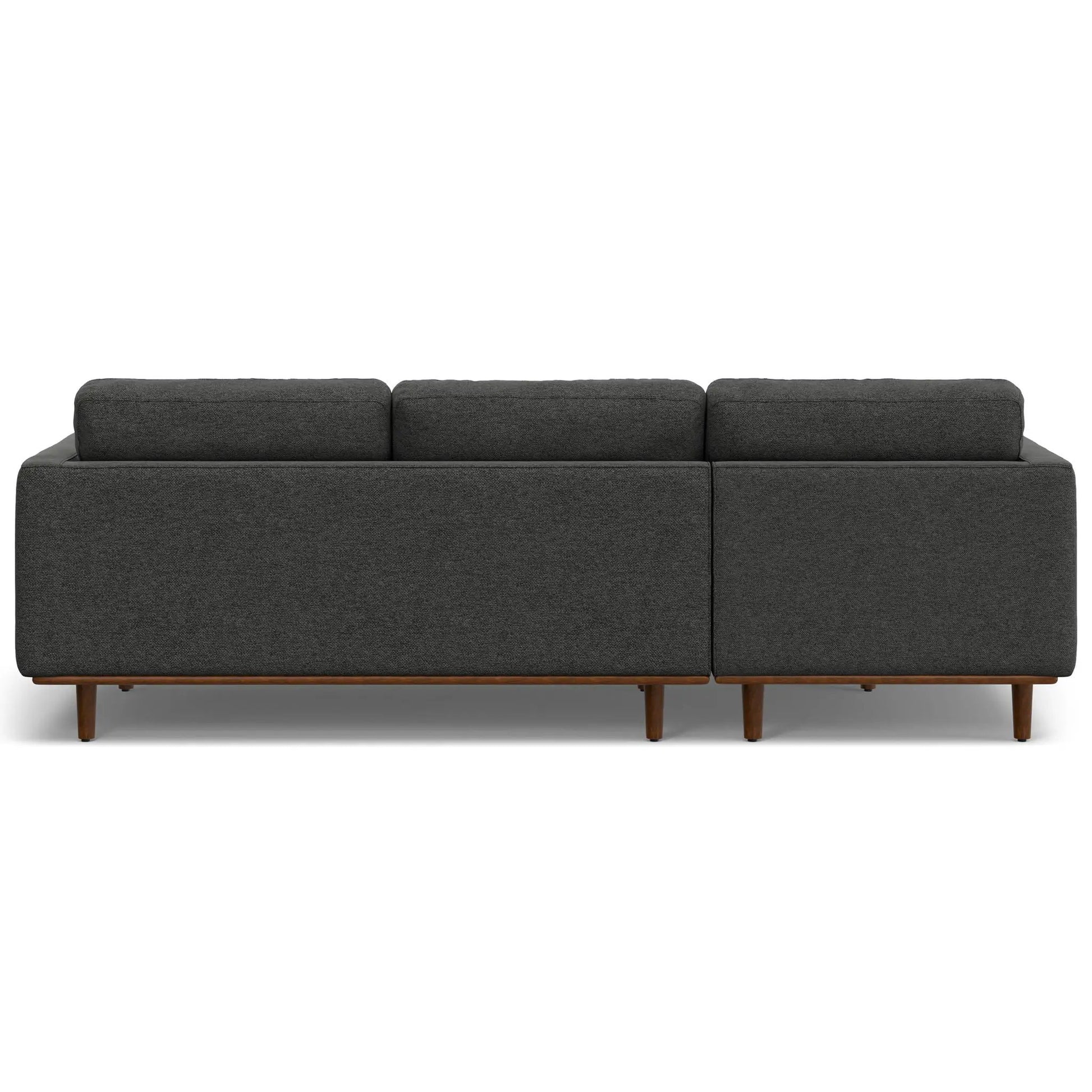 Morrison Upholstered Sectional Sofa stationary dark charcoal fabric with wooden legs on Tampa Home & Garden Store