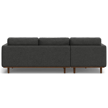 Morrison Upholstered Sectional Sofa stationary dark charcoal fabric with wooden legs on Tampa Home & Garden Store