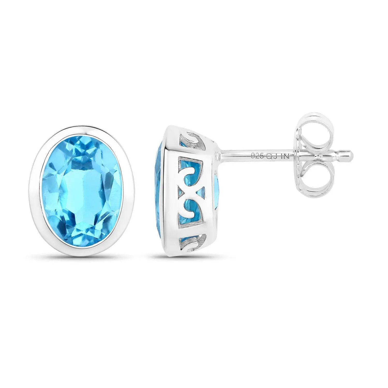 Earrings Bids.com .925 sterling silver oval Swiss blue topaz studs 4.00ct on Tampa Home & Garden Store
