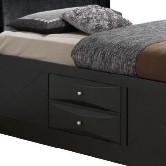 Marilla Storage Bed in black finish with two integrated side drawers on Tampa Home & Garden Store