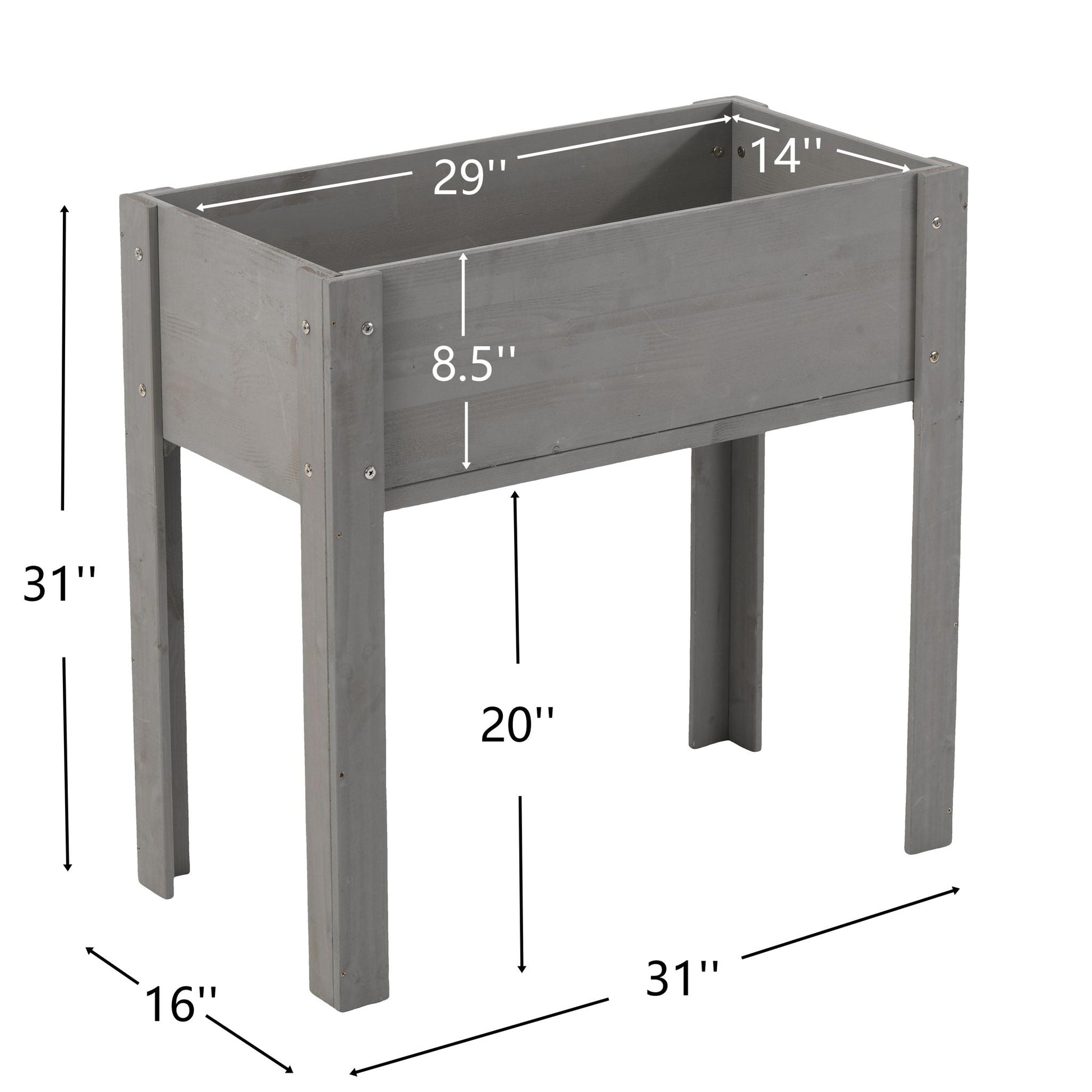 Raised Garden Bed with Legs elevated planter box for outdoor plants gray HouseOfZazla on Tampa Home & Garden Store