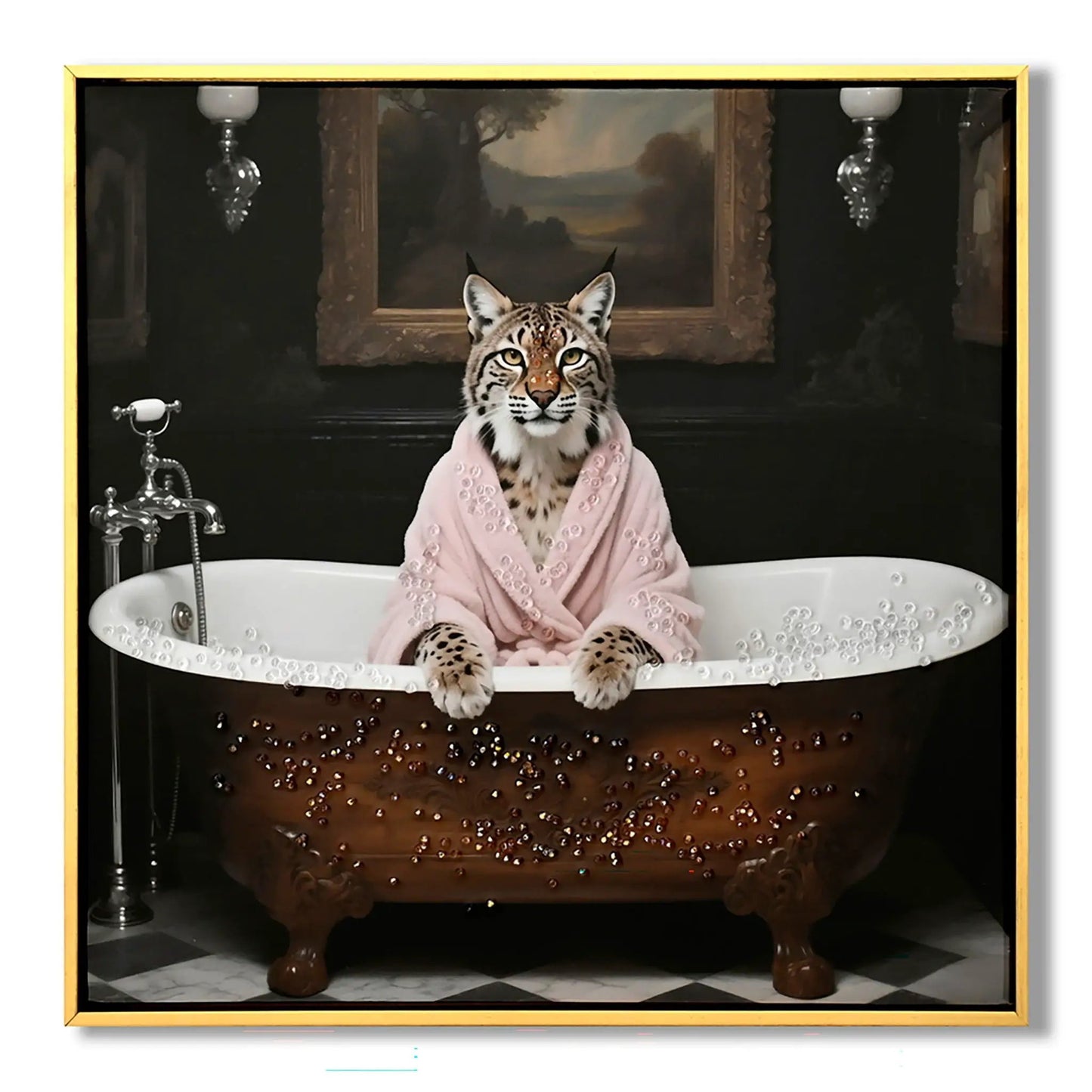 Tiger in Bathtub Art Print For Bathroom Decor