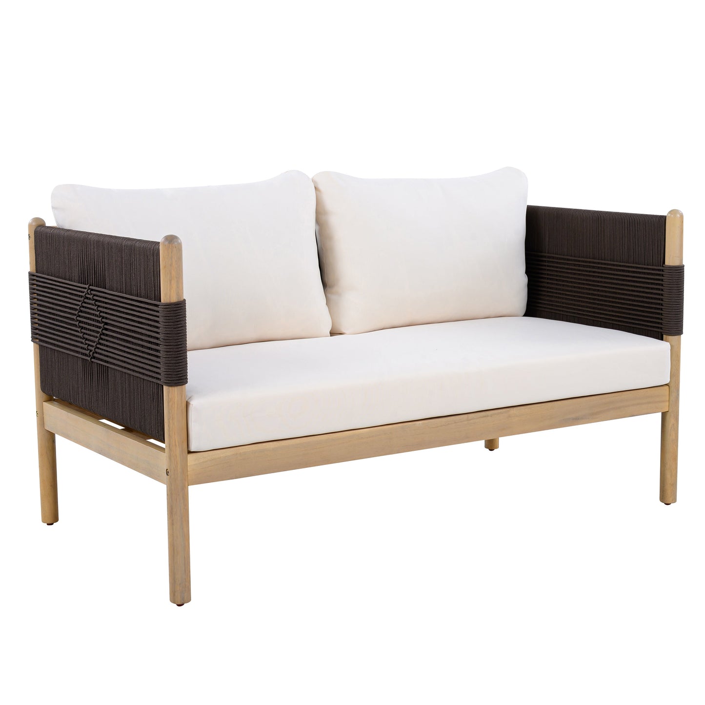 Acacia Loveseat With Diamond Rope And Cushions