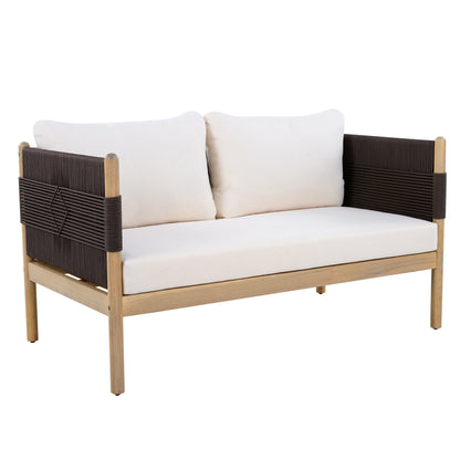 Acacia Loveseat With Diamond Rope And Cushions