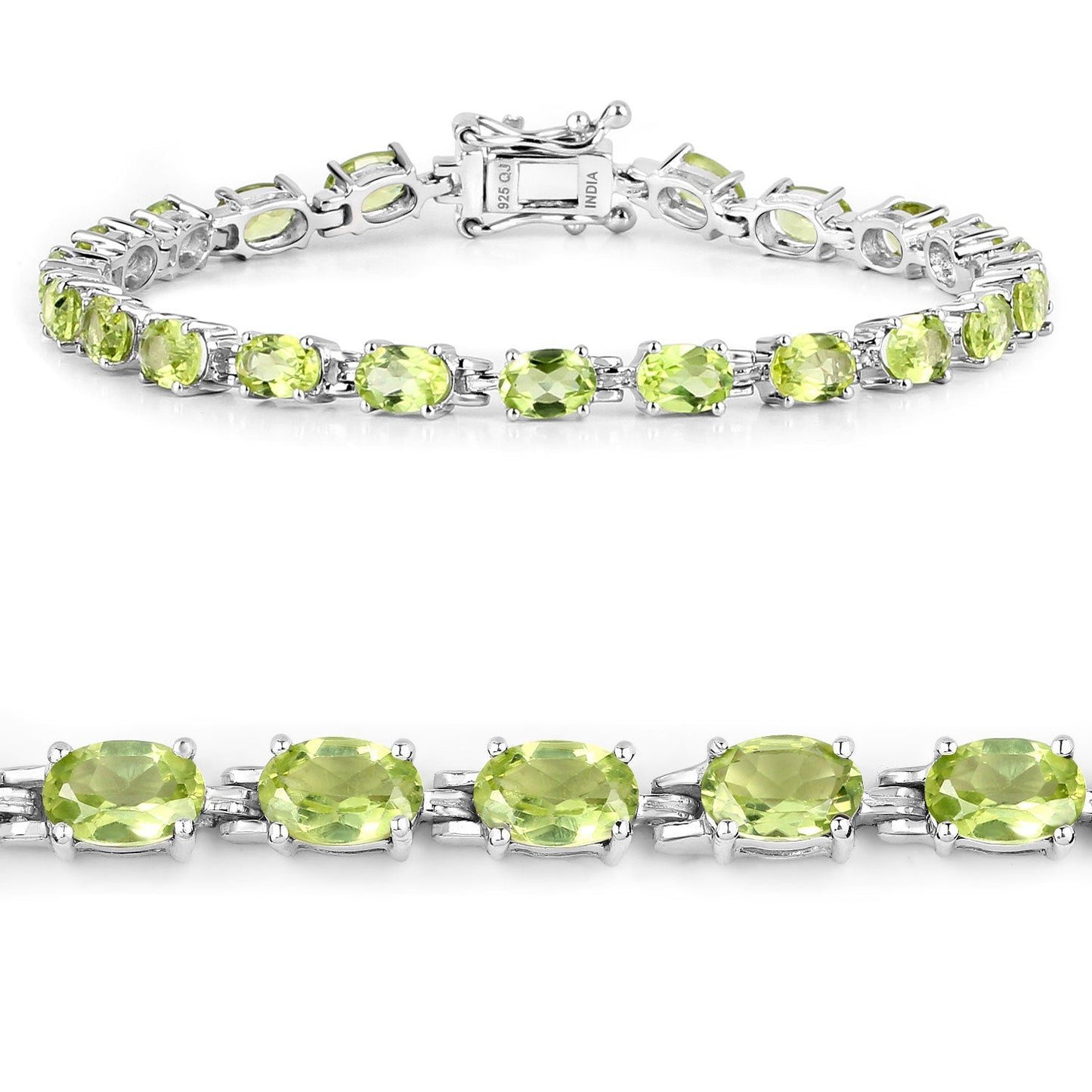 Bracelet with 8.61ct genuine peridot in .925 sterling silver, oval stones on Tampa Home & Garden Store