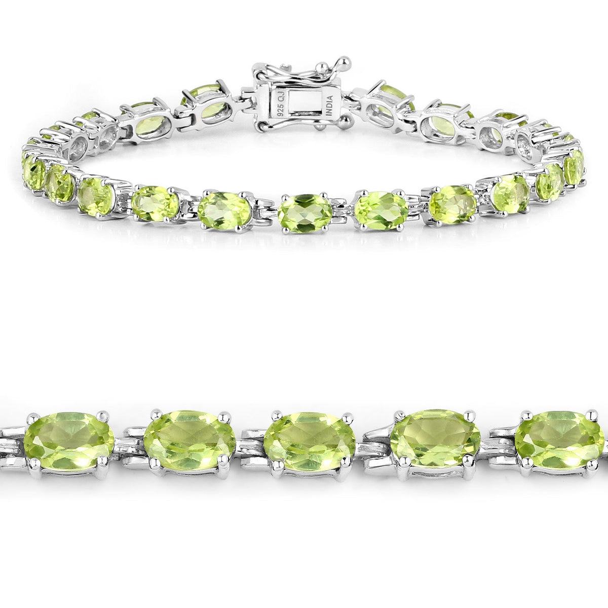 Bracelet with 8.61ct genuine peridot in .925 sterling silver, oval stones on Tampa Home & Garden Store