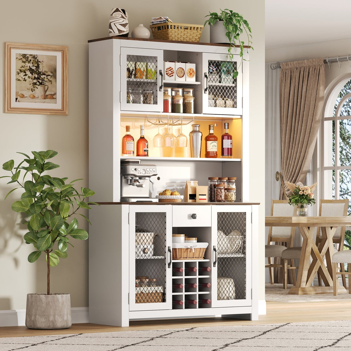 Tall Farmhouse Kitchen Pantry Storage Cabinet