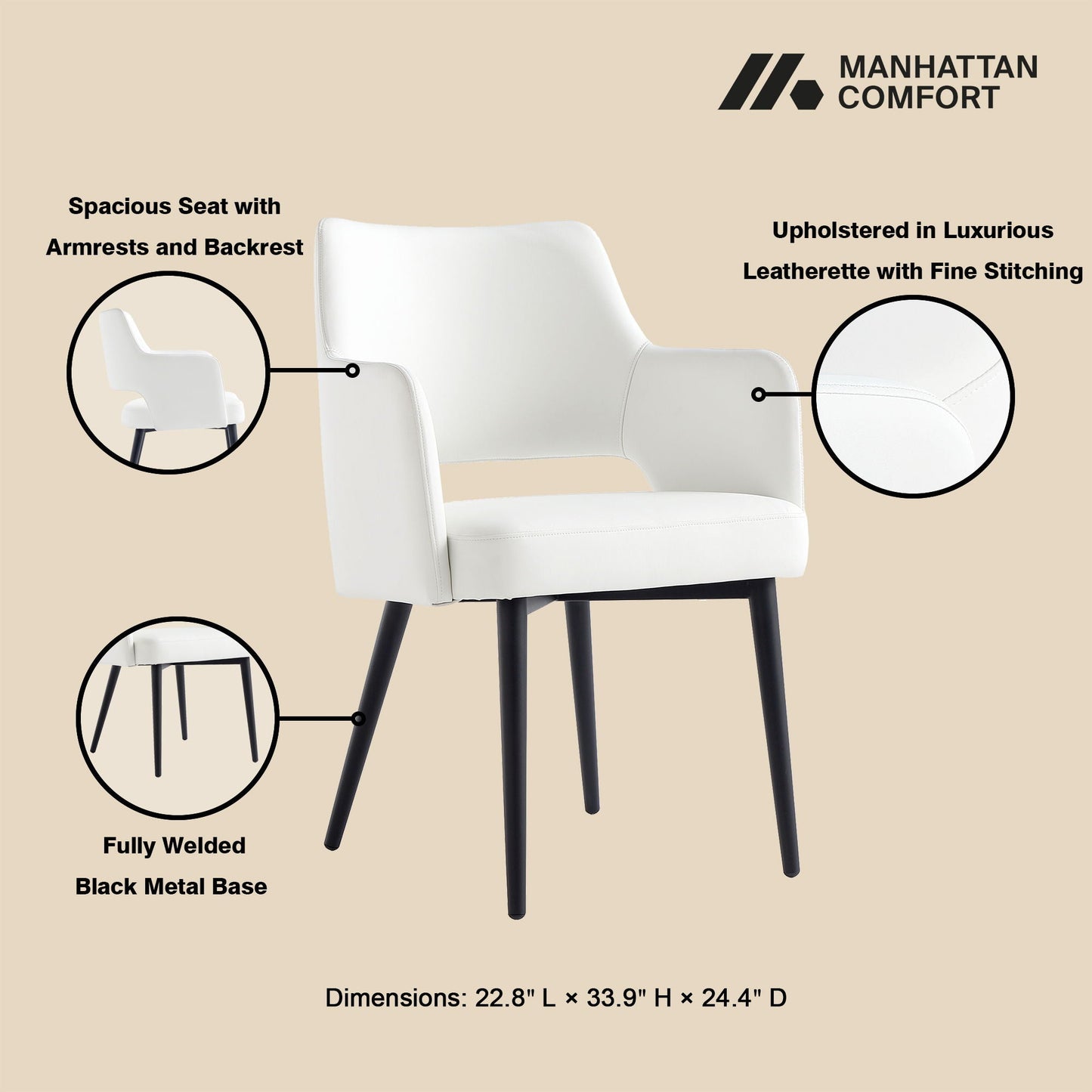 Modern Tremont Dining Armchair and Steel Frame