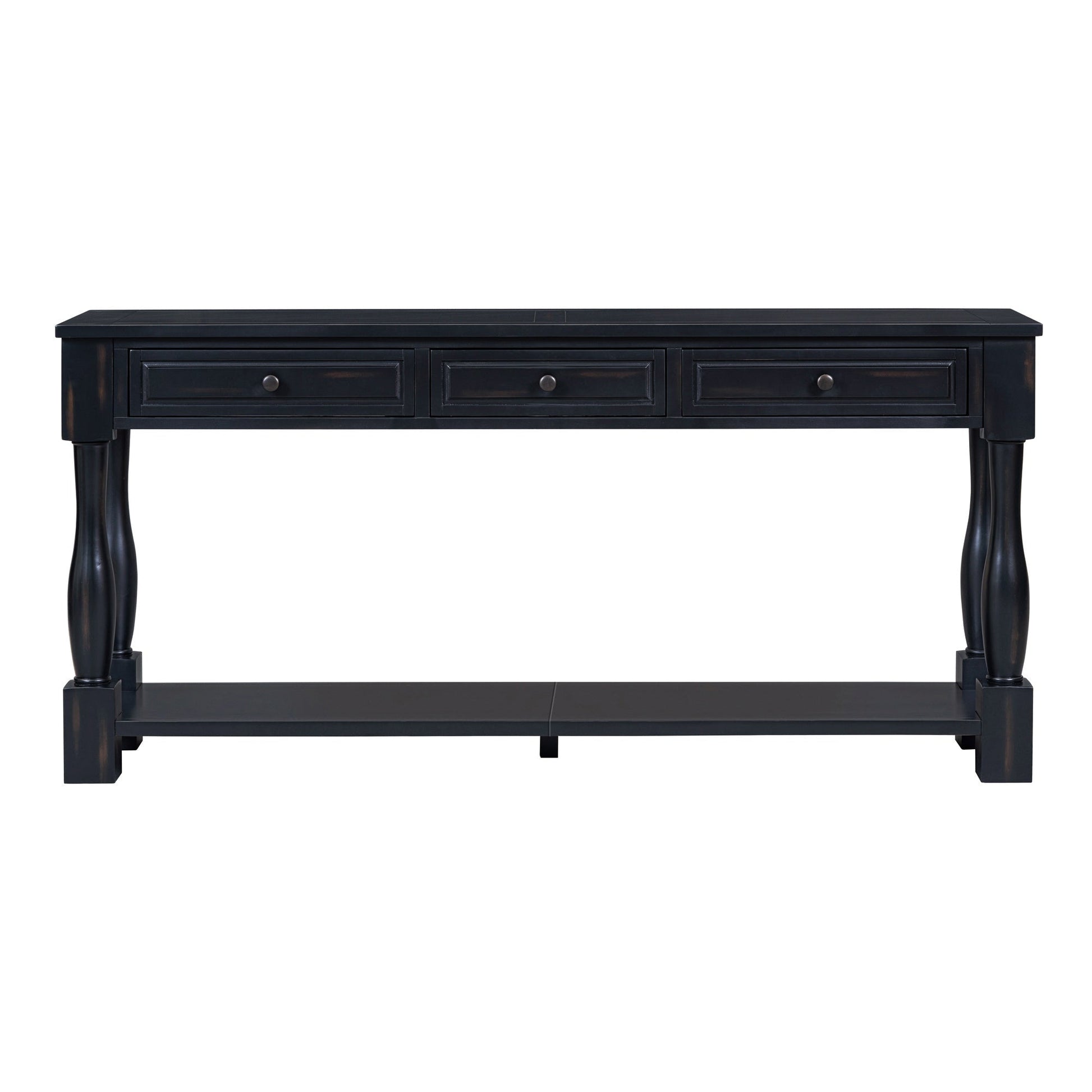 TREXM 63in black console table with 3 drawers and shelf by HouseOfZazla on Tampa Home & Garden Store