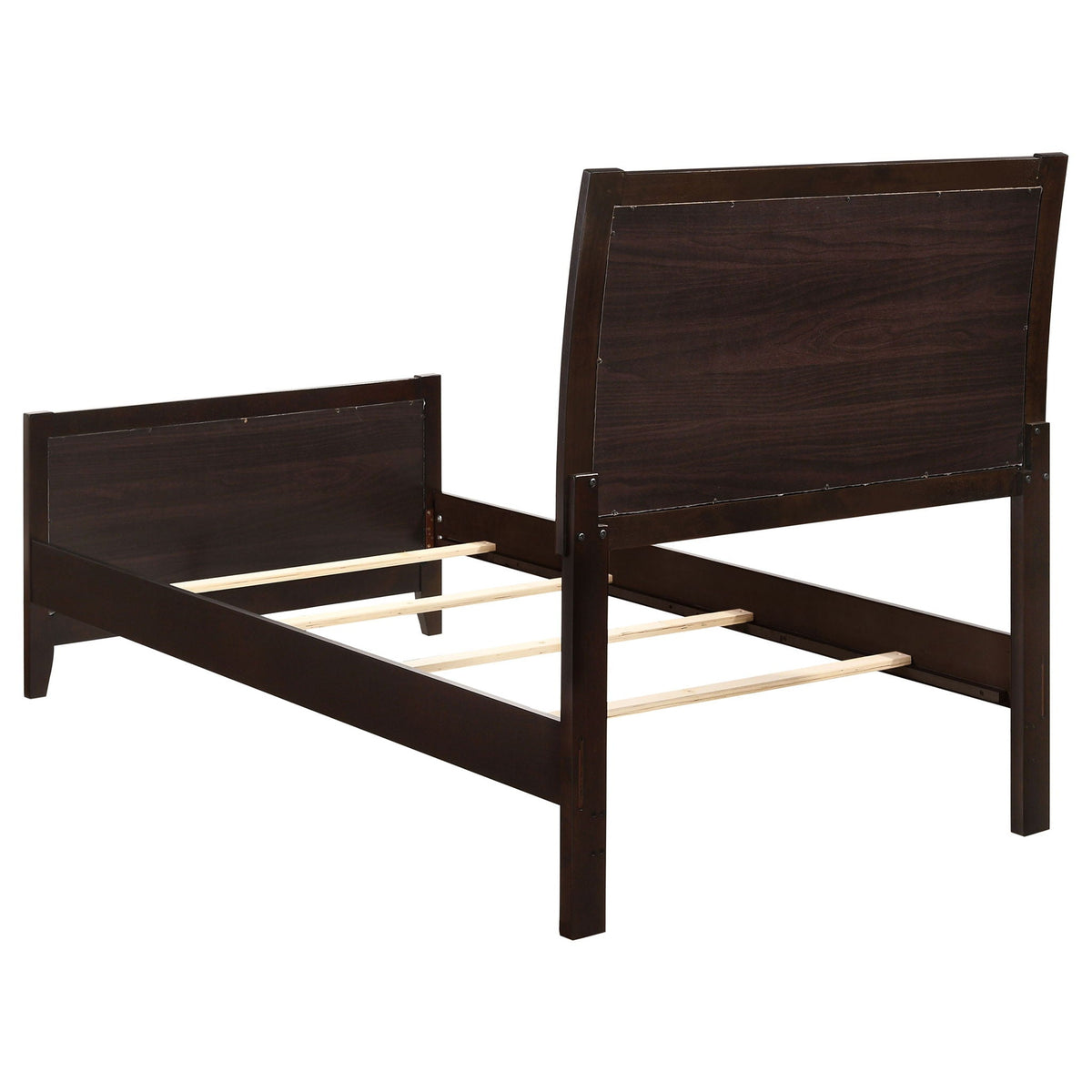 Twin panel bed with headboard and tapered legs in brown on Tampa Home & Garden Store