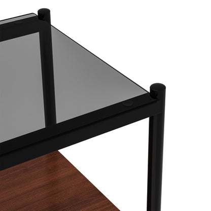 Set of 2 rectangle end tables with gray glass surfaces and black metal frame on Tampa Home & Garden Store