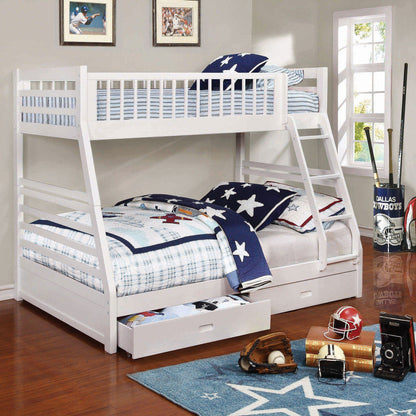 Newhall bunk bed with 2 drawers, white finish, twin over twin by HouseOfZazla on Tampa Home & Garden Store