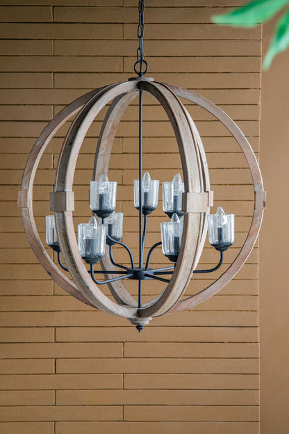 Chandelier with wooden ring frame and glass candle cups, adjustable chain HouseOfZazla on Tampa Home & Garden Store