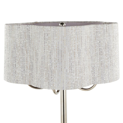 Lily contemporary table lamp with gray fabric shade and polished nickel base on Tampa Home & Garden Store