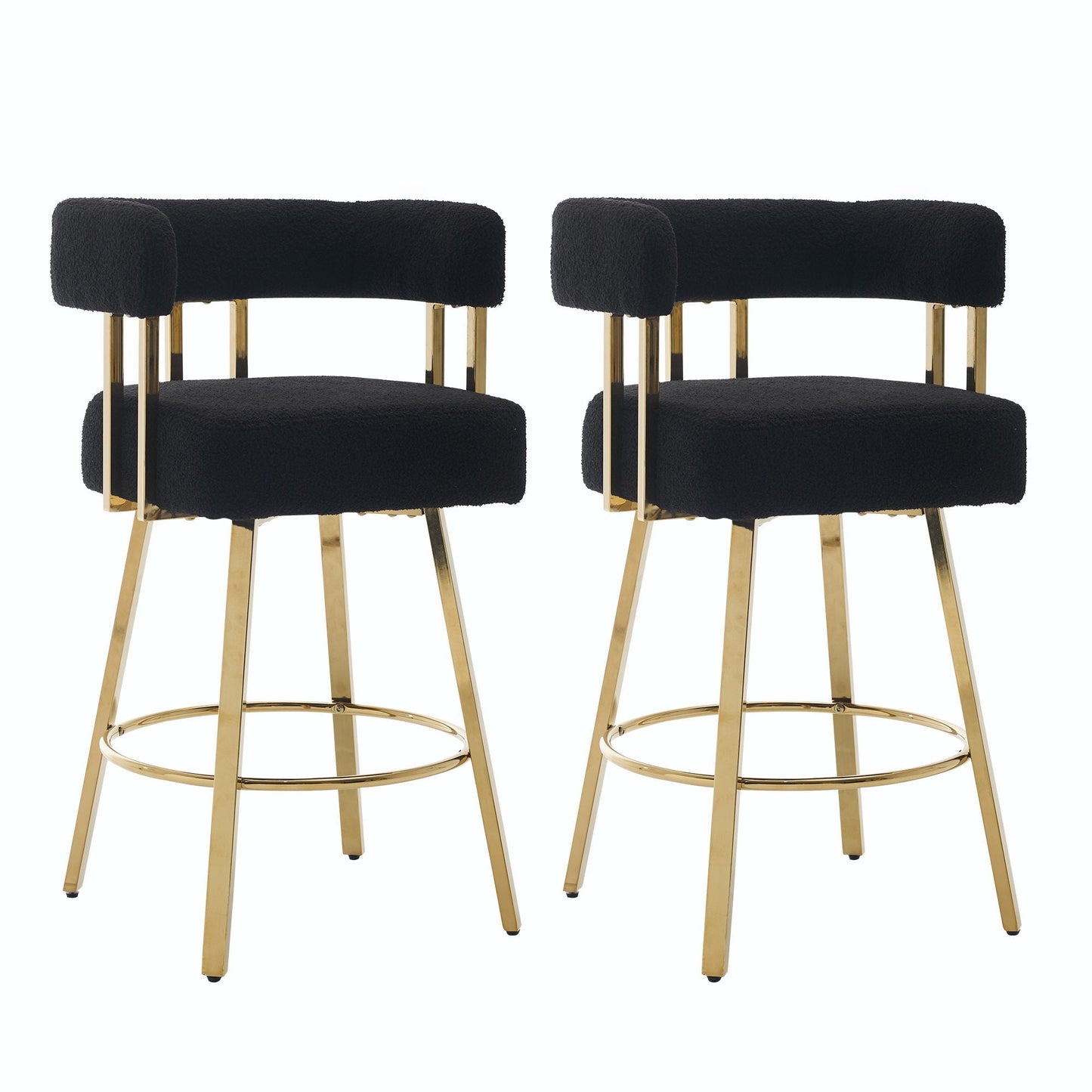 Decorative Upholstered Side Chairs Set of 2 in black boucle with gold legs on Tampa Home & Garden Store