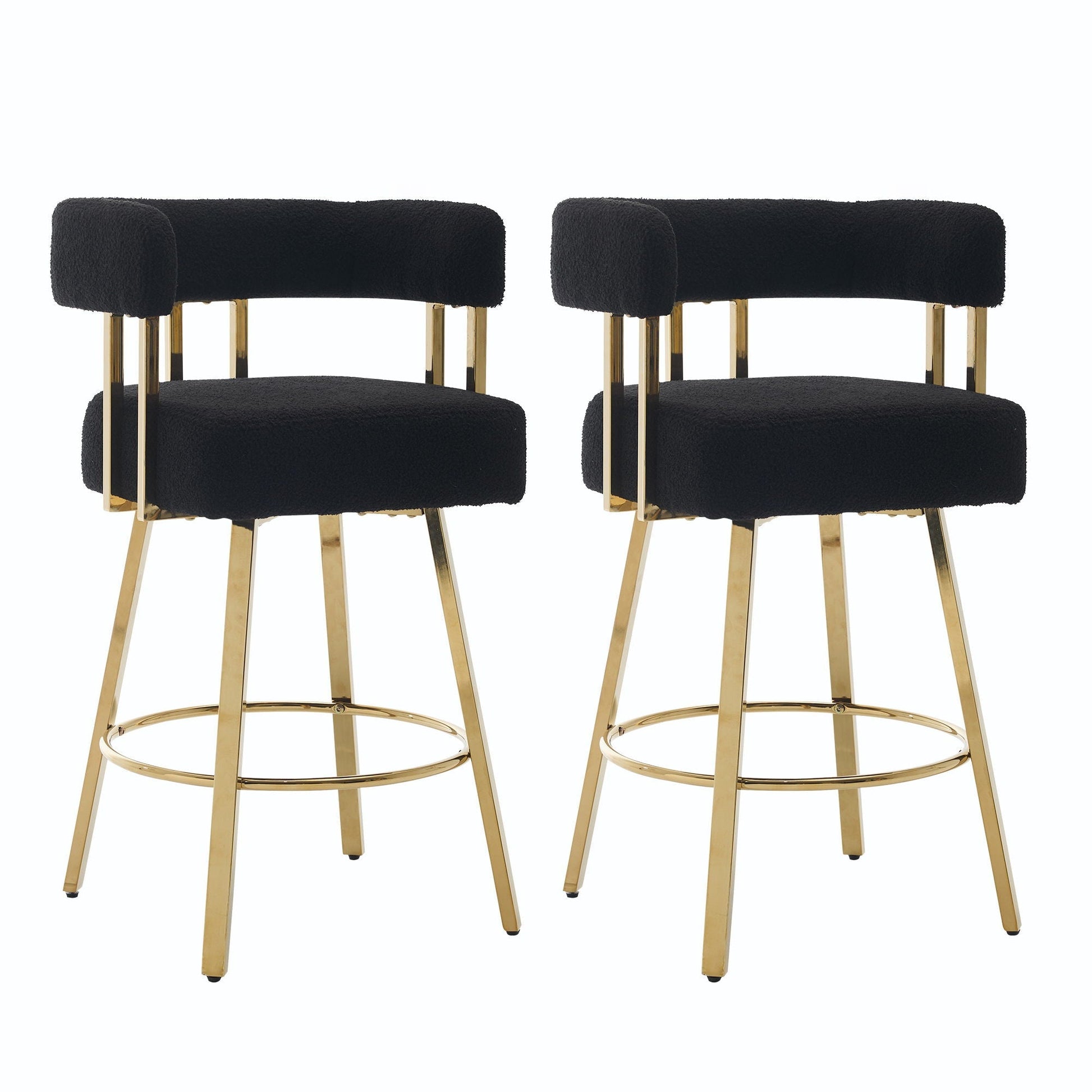 Decorative Upholstered Side Chairs Set of 2 in black boucle with gold legs on Tampa Home & Garden Store
