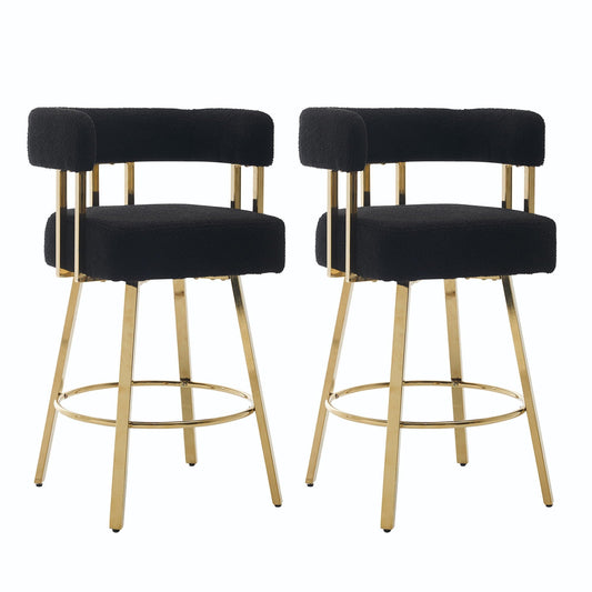 Decorative Upholstered Side Chairs Set of 2 in black boucle with gold legs on Tampa Home & Garden Store