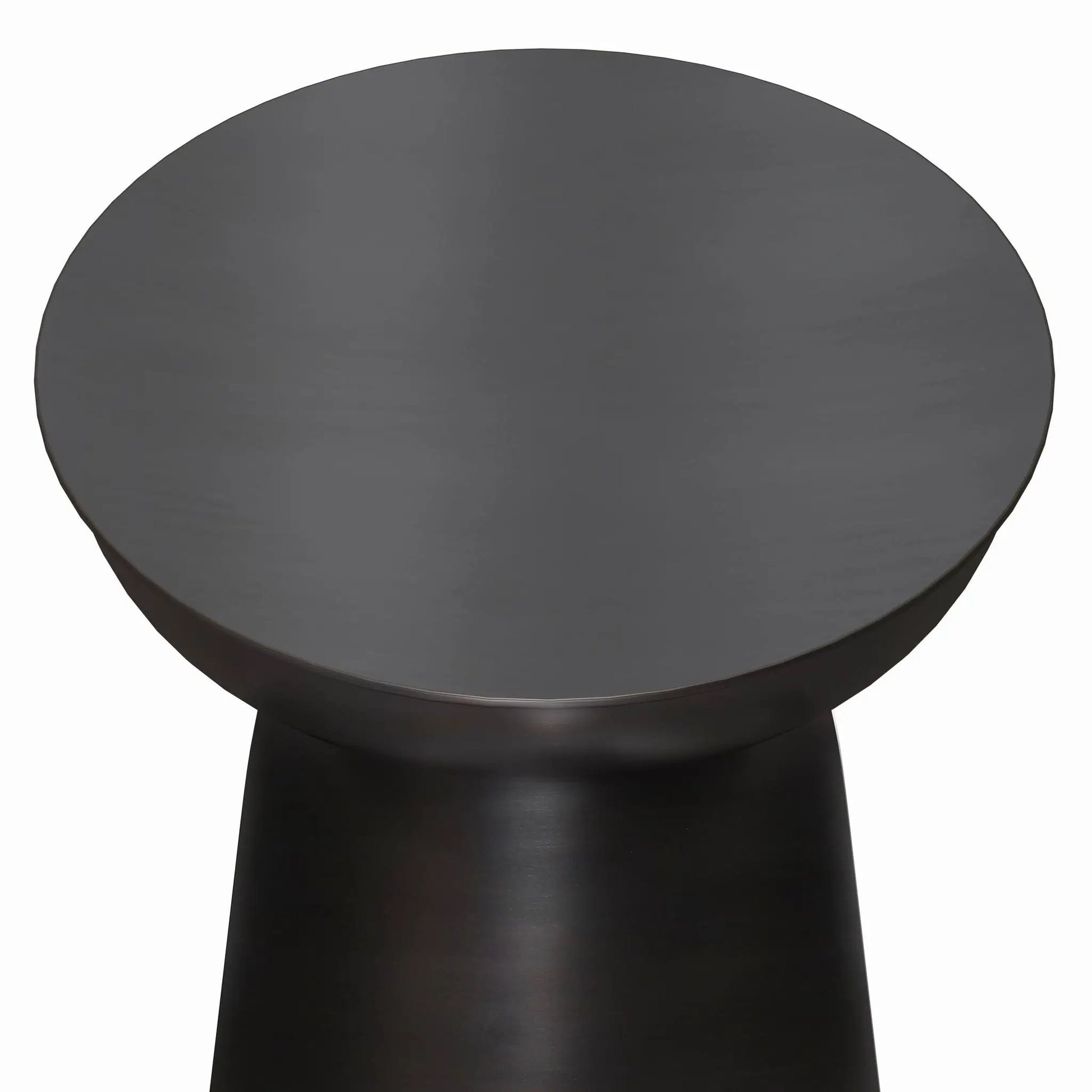 Toby Handcrafted Metal Accent Table round matte black top with tapered base on Tampa Home & Garden Store