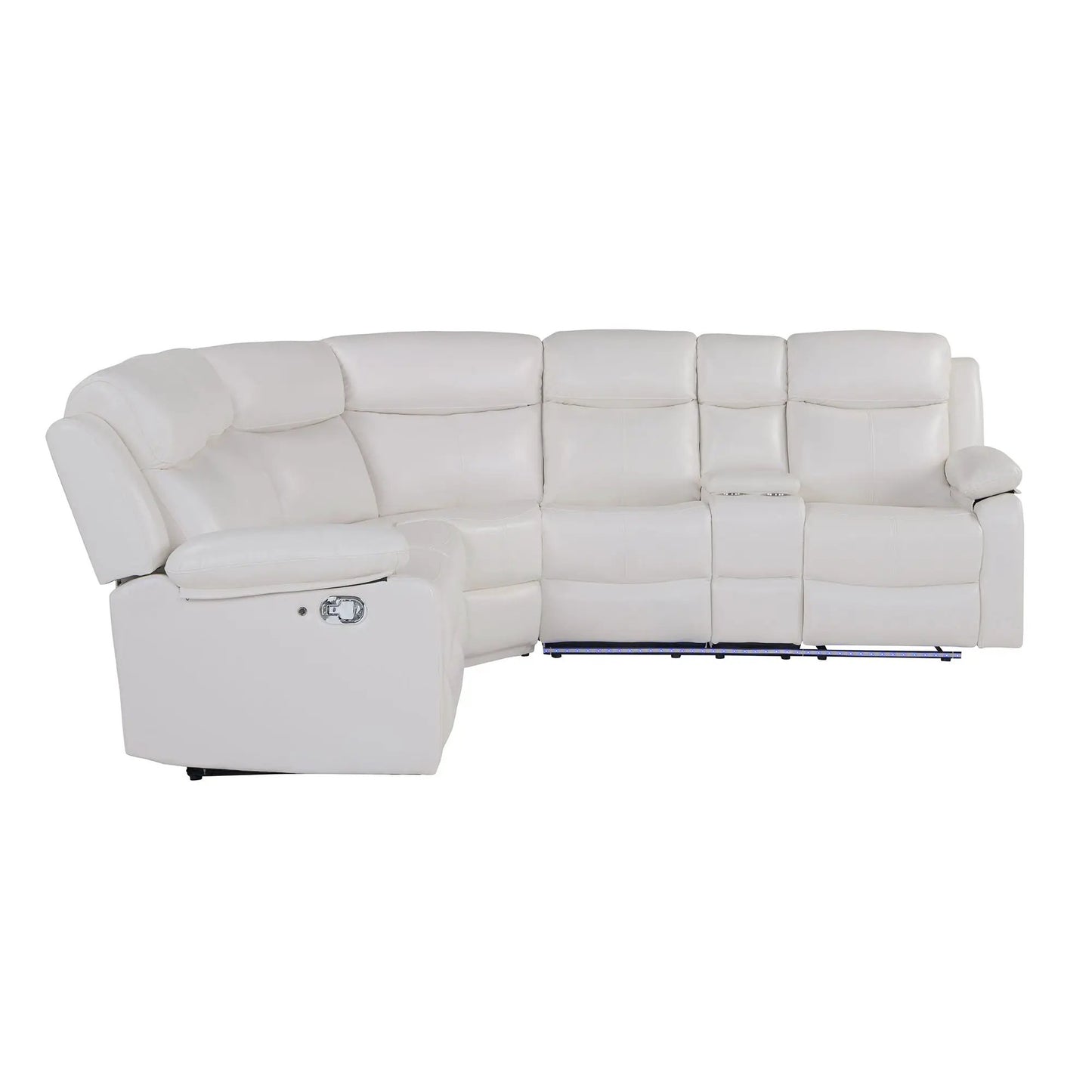 Reclining sectional sofa in white leather with storage console by Unique Piece Furniture on Tampa Home & Garden Store