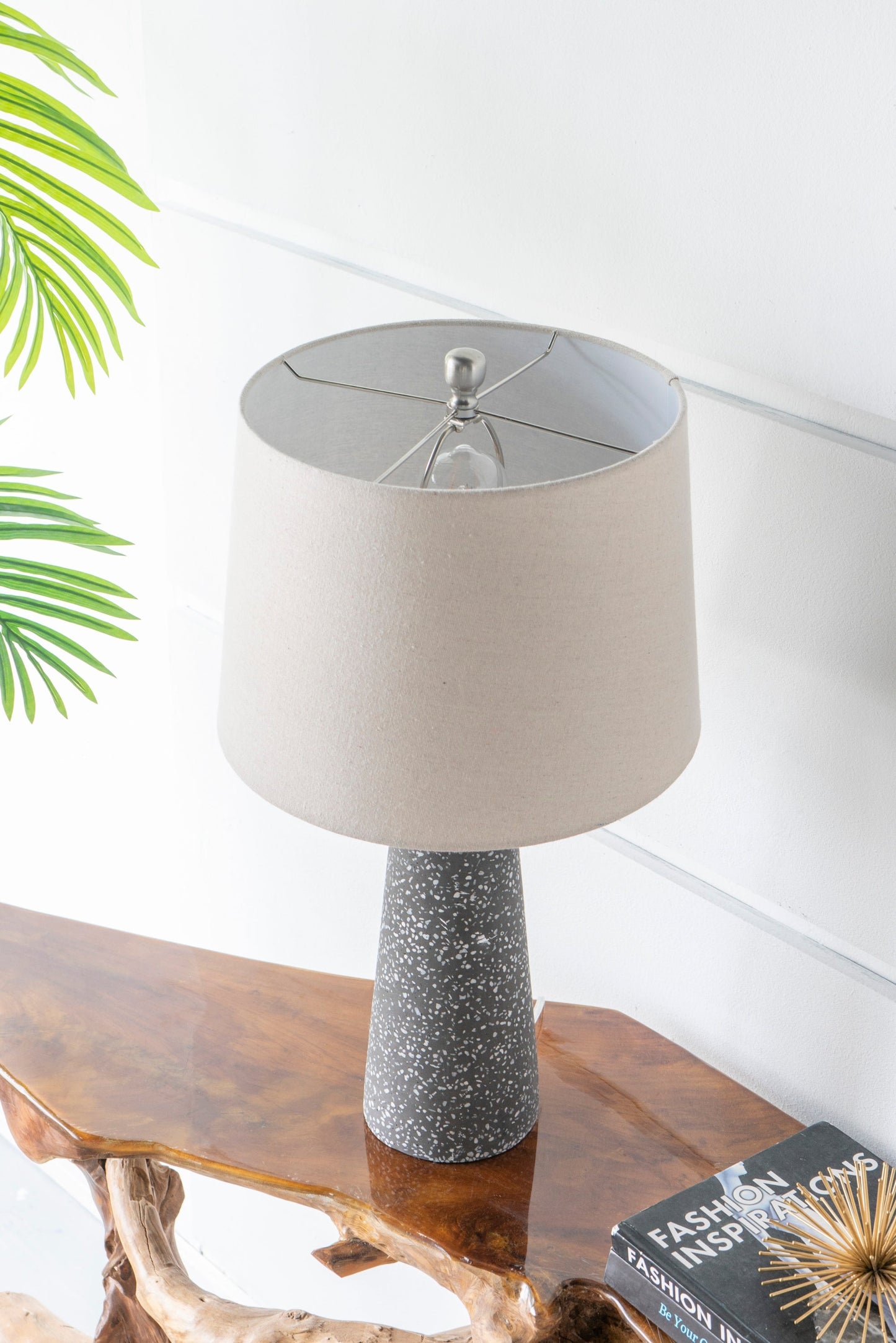 Artisan Multicolor Glass Table Lamp with beige shade and speckled base by HouseOfZazla on Tampa Home & Garden Store