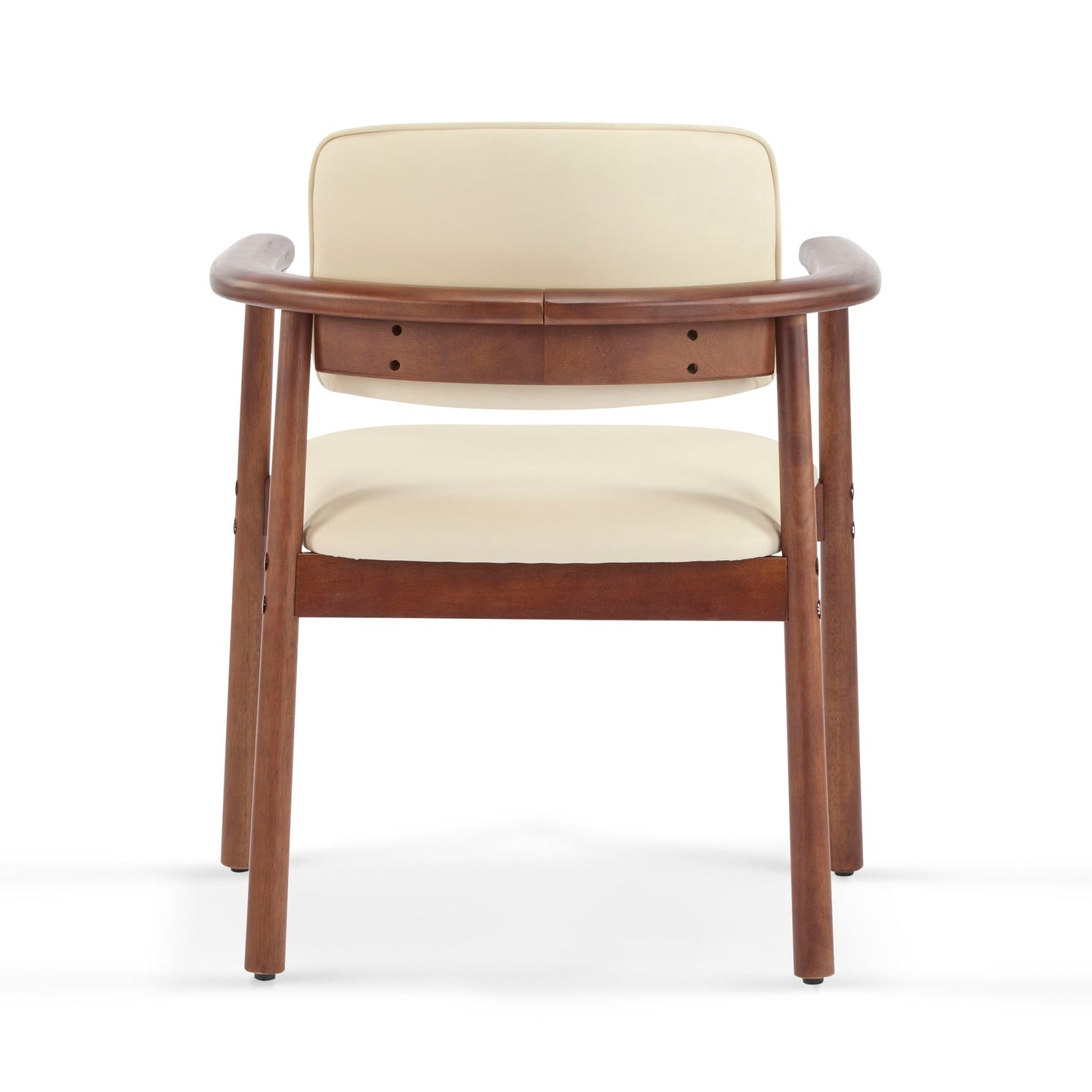 Beige Dining Room Chairs and Dark Walnut Frame