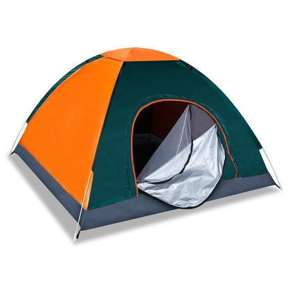 4-person pop-up camping tent orange and dark green by GemGear, waterproof instant setup on Tampa Home & Garden Store