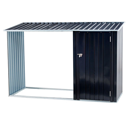 Outdoor Galvanized Firewood and Storage Shed