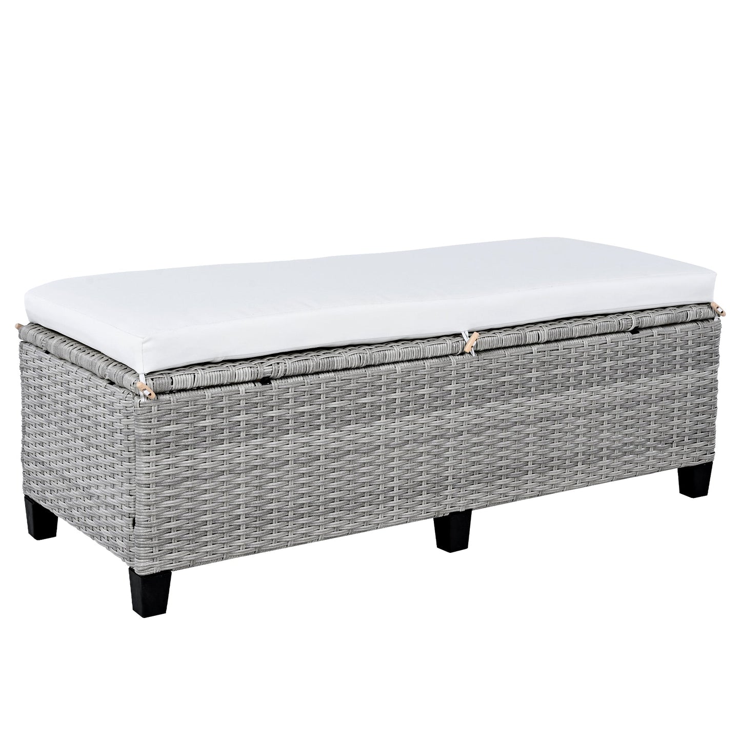 Tomax 5-Piece Outdoor Patio Rattan Sofa Set gray wicker with white cushion on Tampa Home & Garden Store
