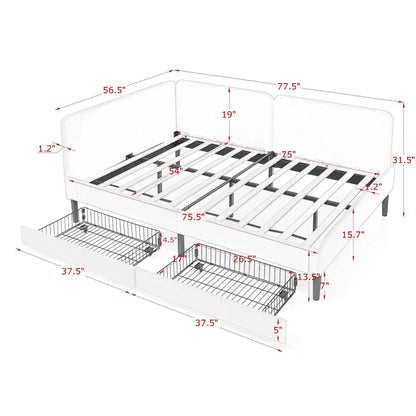 Upholstered Bed Frame With Drawers and Sofa Bed