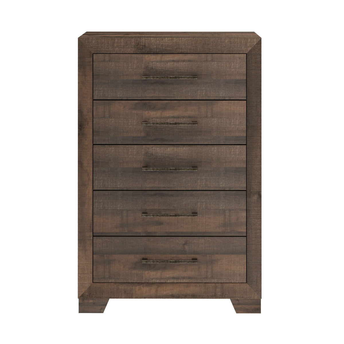 5 Drawer Chest HouseOfZazla brown wood finish with metal pulls casual accent table on Tampa Home & Garden Store