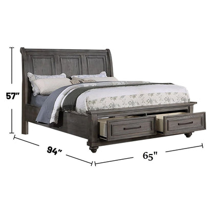 3 Piece Bedroom Set bed with two nightstands in dark wood finish HouseOfZazla on Tampa Home & Garden Store