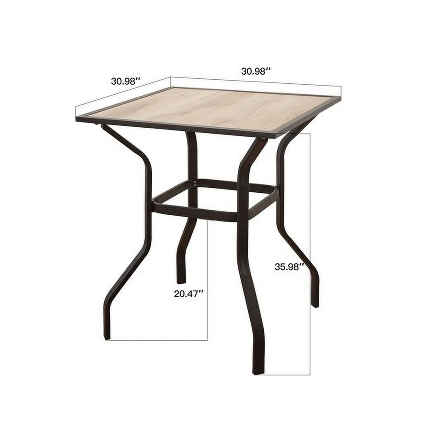 Outdoor Patio Bar Table with Wood Grain Top