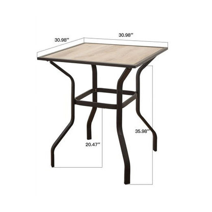 Outdoor Patio Bar Table with Wood Grain Top