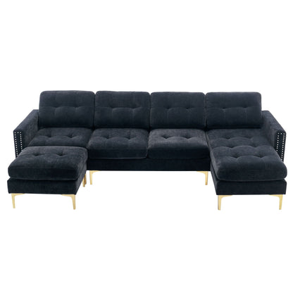 Modern Convertible Sectional Sofa and Ottoman