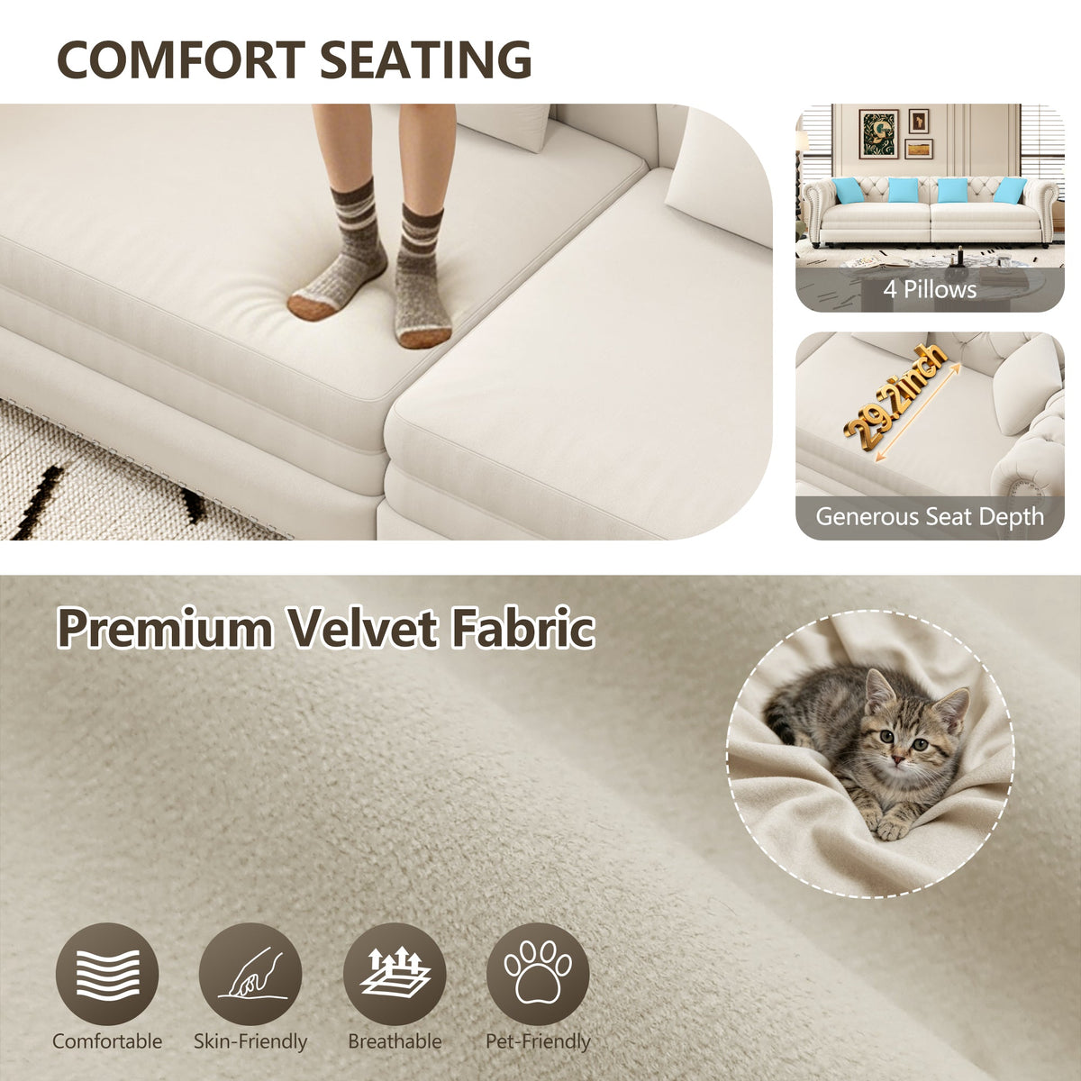 Designer Velvet Chesterfield Sofa and Bed