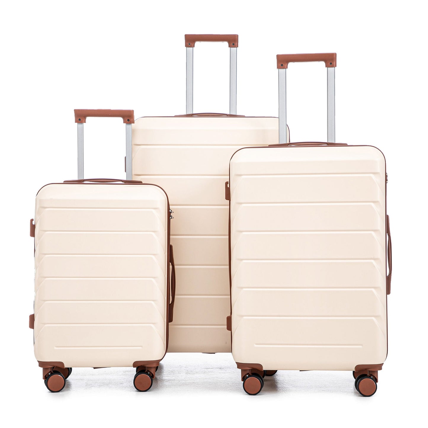 3pc spinner luggage set 20/24/28in beige hard-shell with spinner wheels HouseOfZazla on Tampa Home & Garden Store