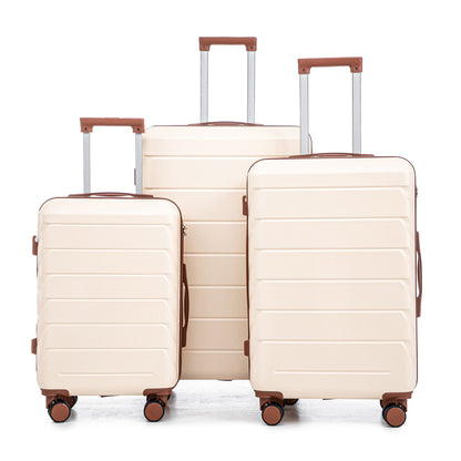 3pc spinner luggage set 20/24/28in beige hard-shell with spinner wheels HouseOfZazla on Tampa Home & Garden Store