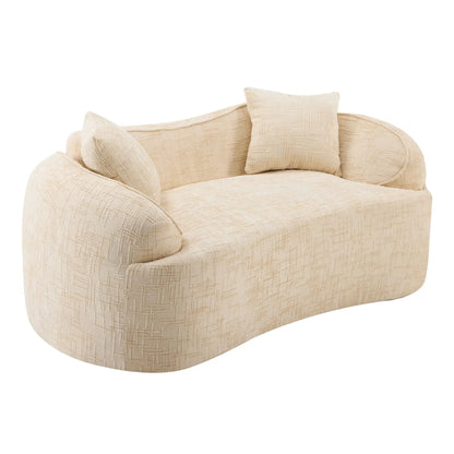 Curved 2 Person Sofa with Armrests and Pillows
