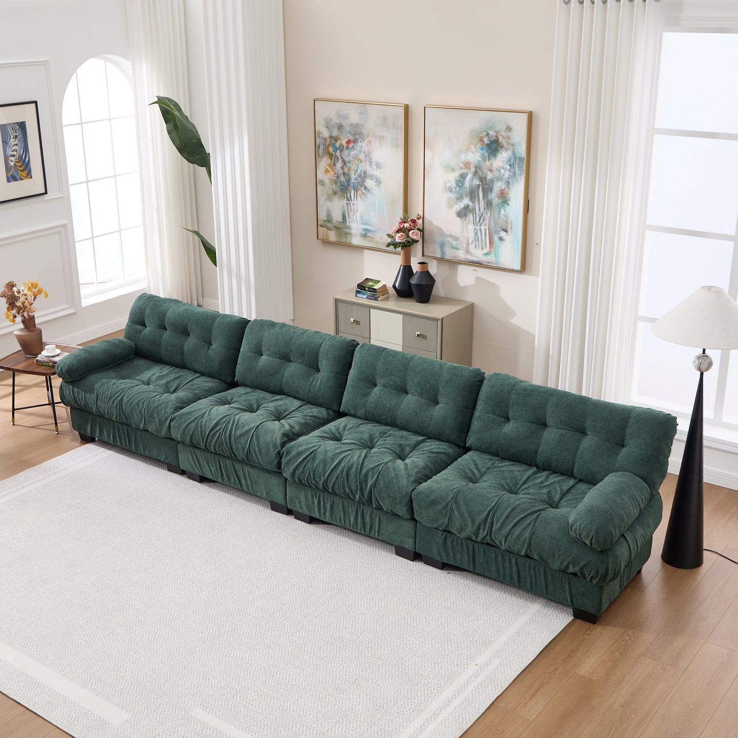 Modular Sectional Sofa Cloud Couch green velvet with tufted cushions on Tampa Home & Garden Store