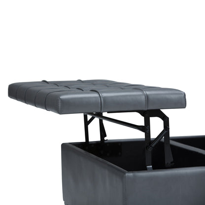 Harrison Tufted Lift Top Storage Ottoman gray leather with lift-top storage by HouseOfZazla on Tampa Home & Garden Store