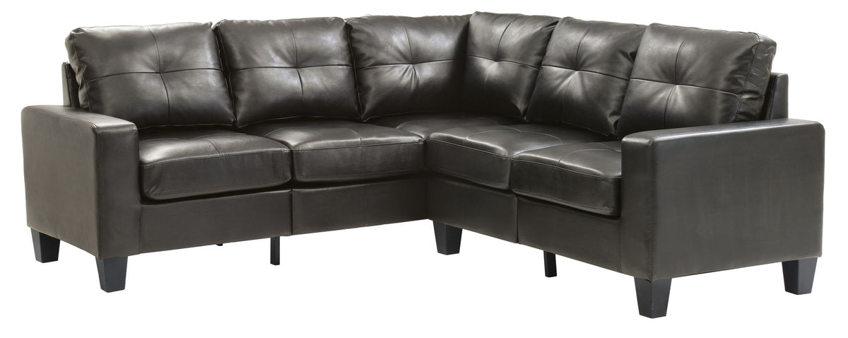 Newbury black leather sectional sofa with pocket coil cushions, Lshaped stationary HouseOfZazla on Tampa Home & Garden Store