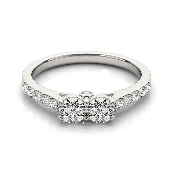 14k white gold two-stone diamond ring with pavé side diamonds, 3/4 cttw, by Bids.com on Tampa Home & Garden Store
