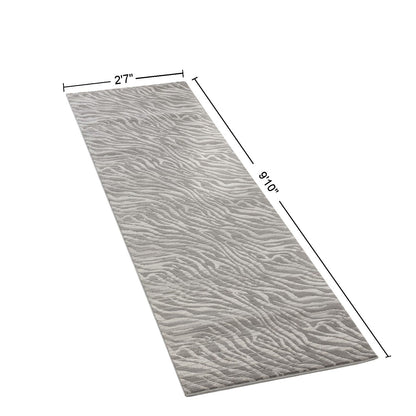Gray geometric area rug by HouseOfZazla with ultra soft fibers, 2'7" x 9'10" on Tampa Home & Garden Store
