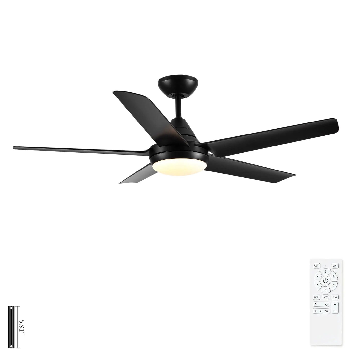 Ceiling fan with lights and remote in black finish, 5-blade design, Unique Piece Furniture on Tampa Home & Garden Store